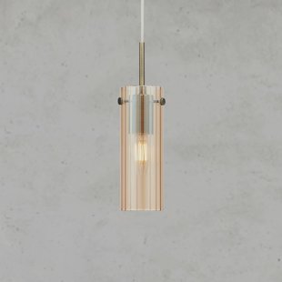 Markslöjd Hanglamp Tibia, stekker, amber/messingkleurig Ø 7 cm