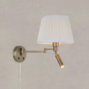 Markslöjd Wandlamp Pivot, naturel wit/messingkleurig, 43 cm, 2-lamps.