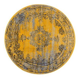 Vintage Vloerkleed Bloom rond - Geel - EVA Interior - 100 x 100 cm