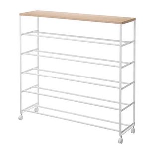 Yamazaki Tower Schoenenrek op wielen 5-laags - Wit