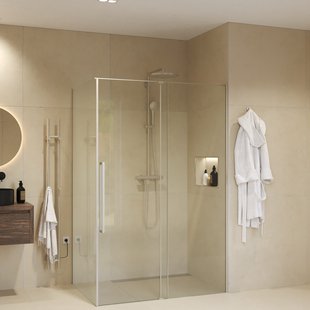 Douchecabine Sanivo Sena Met Vast Paneel Helder Glas Met Montagesets RVS Look (Alle Maten)