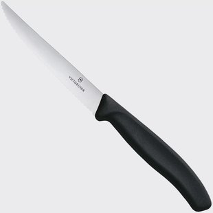 Victorinox Swiss Classic Steak & Pizza Knife 6.7233 Wavy, Black, gekarteld steakmes, 11 cm