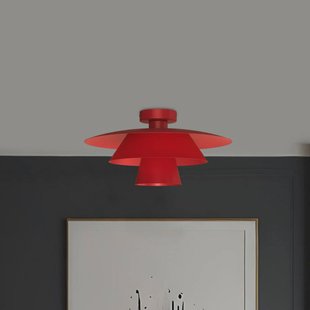 Luminex Plafondlamp Plato, rood, metaal, Ø 38 cm, E27