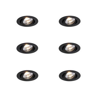 QAZQA Set van 6 inbouwspots zwart kantelbaar 8,2cm incl. LED dim to
