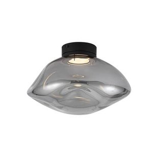QAZQA Design plafondlamp zwart met smoke glas - Gemma