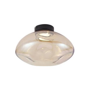 QAZQA Design plafondlamp zwart met amber glas - Gemma