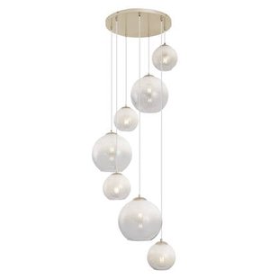 QAZQA Art Deco hanglamp beige met wit glas 7-lichts - Sandra