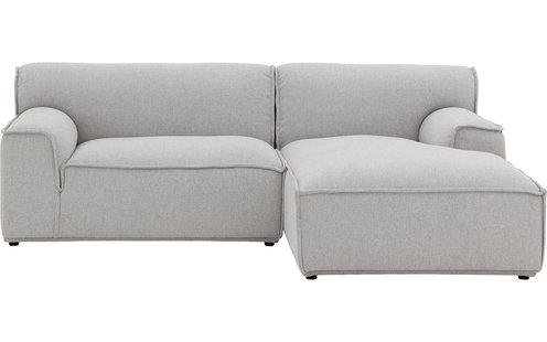 Goossens Excellent Elementenbank Sens bruin, stof, 1,5-zits, urban industrieel met chaise longue rechts