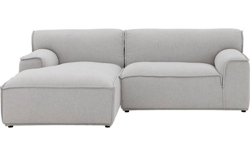 Goossens Excellent Elementenbank Sens bruin, stof, 1,5-zits, urban industrieel met chaise longue links