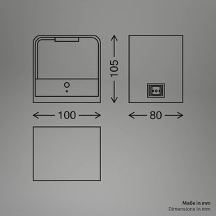 Briloner LED wandlamp op accu Barro, zwart Breedte 8 cm Metaal, sensor
