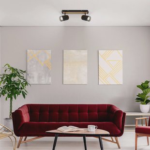 Briloner Plafondspot Duta, lengte 40 cm, zwart/houtkleur, 2-lamps.