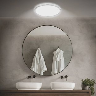 Briloner LED badkamer plafondlamp Pulap, Ø 42 cm, chroomkleurig/wit metaal