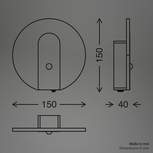 Briloner LED wandlamp op accu Taro, zwart mat, Ø 15 cm, sensor