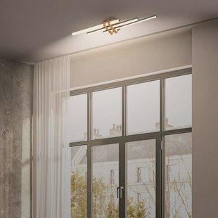 Briloner LED plafondlamp Tinka, houtkleur/zwart, lengte 78 cm