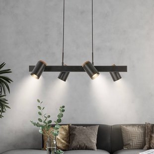 Briloner Hanglamp Duta, lengte 120 cm, zwart mat, metaal 4-lamps.