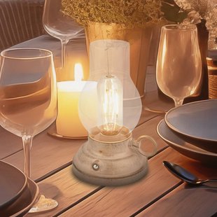 Briloner LED tafellamp Brilo unplugged Kanea, beige, hoogte 18 cm