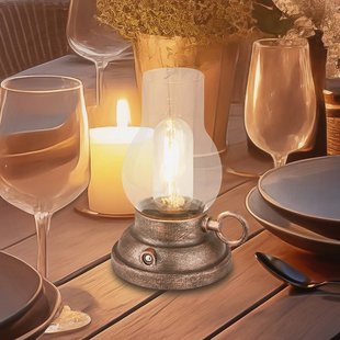 Briloner LED tafellamp op accu Brilo unplugged Kanea bronskleurig 18 cm