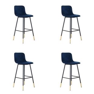 Bronx71 Velvet barkruk Mikky blauw 68 - 79 cm - Barkrukken set van 4