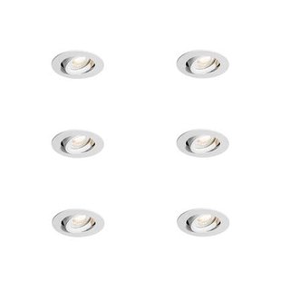 QAZQA Set van 6 inbouwspots wit kantelbaar 6,5cm incl. LED IP54 ultra