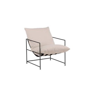 Rebellenclub Amore Fauteuil - Beige met Zwart Stalen Frame