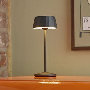 Sigor LED tafellamp op accu Facetta, zwart, 22 cm, metaal CCT IP44