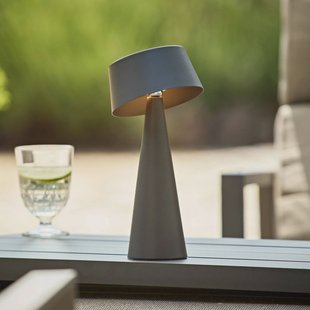 Sigor LED tafellamp Solino, grafiet, zonne-energie/USB, 26 cm IP44