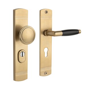 De Oude Deurklink Retro buitendeurbeslag knop/klink PC72 getrommeld messing