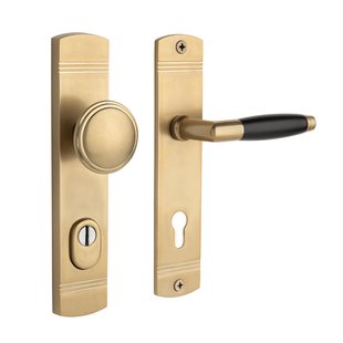 De Oude Deurklink Retro buitendeurbeslag knop/klink PC92 getrommeld messing