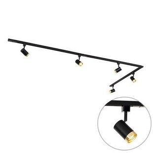 QAZQA Smart railsysteem met 5 spots zwart goud 1-fase incl. 5 Wifi