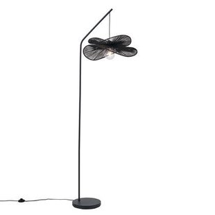 QAZQA Art Deco vloerlamp zwart met zwarte kap - Nest