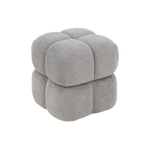 Goossens Poef Simone in stof gemeleerd grof geweven dolphin