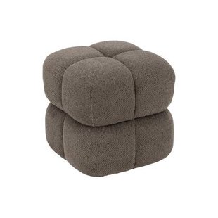 Goossens Poef Simone in stof gemeleerd grof geweven taupe