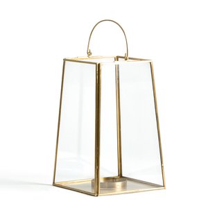 Kaarshouder in glas en messing of zwart metaal, Uyova