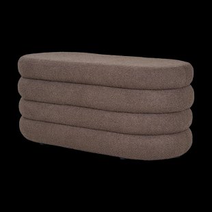 Rumi ovale teddy bankje bruin met opbergruimte - 103 x 45 cm