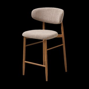 Veronique barkruk met stoffen zitvlak en rugleuning zand - 65 cm