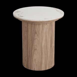 Ronda houten bijzettafel met keramiek blad bruin Ø 45 x 50 cm