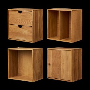 Abigail wandkasten naturel eiken - set van 4