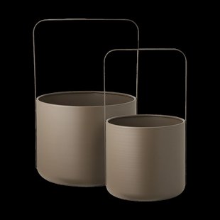 Tove metalen bloempotten bruin - set van 2