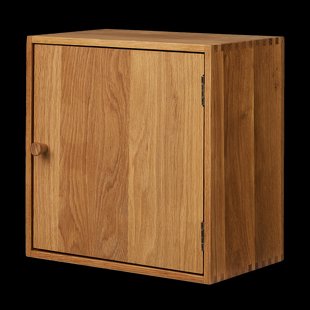 Abigail vierkante eikenhouten dichte wandkast met deur naturel - 30 x 30 cm