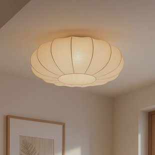 Lindby plafondlamp Helin, beige, Ø 60 cm, textiel, 3 x E27