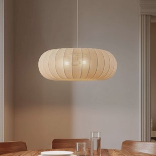 Lindby hanglamp Helin, beige, Ø 70 cm, textiel, 3 x E27