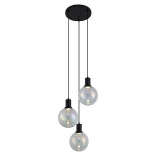 QAZQA Design hanglamp zwart met regenboog glas rond 3-lichts - Mallon