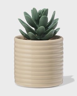 HEMA Bloempot ⌀7x6.6cm keramiek ribbels beige (beige)