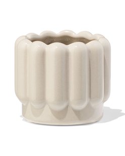 HEMA Bloempot ⌀7x6cm keramiek ribbel grijs (grijs)