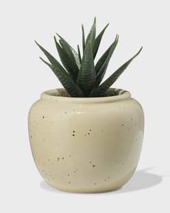 HEMA Bloempot ⌀7x6.6cm keramiek spikkels beige (wit)