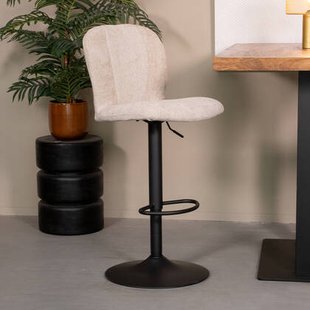 LABEL51 - Barkruk Vino - Naturel Elite - Zwart Metaal