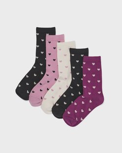 HEMA Damessokken hartjes - 5 paar zwart (zwart)