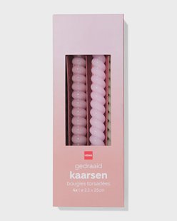 HEMA Huishoudkaarsen ⌀2.2x25cm draai roze - 4 stuks (roze)