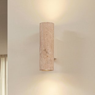 Lucande wandlamp Tavira, travertin, steen, Up/Down