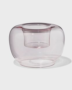 HEMA Theelichthouder glas retro roze (roze)